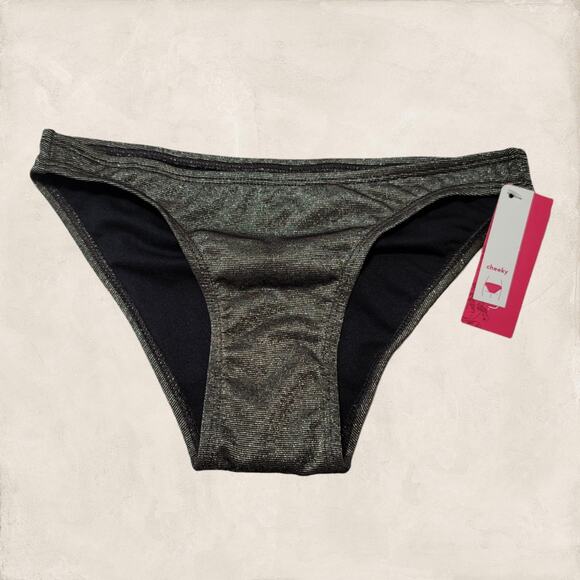 Xhilaration Black Metallic Cheeky Bikini Print Bottom Size X-Small - Picture 1 of 6